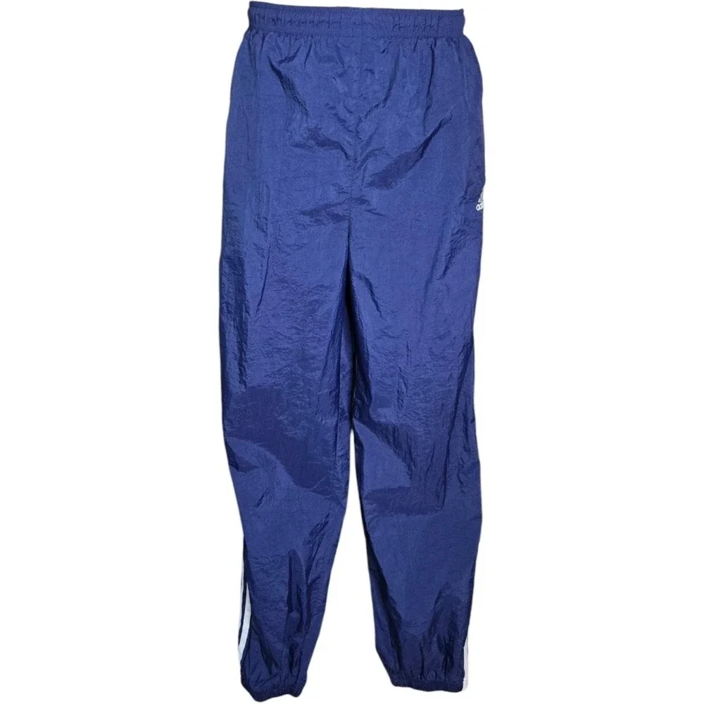 Adidas Mens Streetwear Vintage Windbreaker Track Pants Size Large Ankle Zip Blue